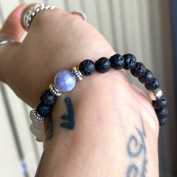🔴 rose quartz angelite & lava rock bracelet - Picture 9 of 12